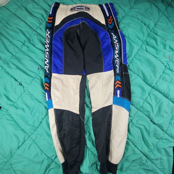 Answer Racing Edge Dirtbike Supercross Motocross Riding Pant Size 34 Blue Black - Picture 2 of 13